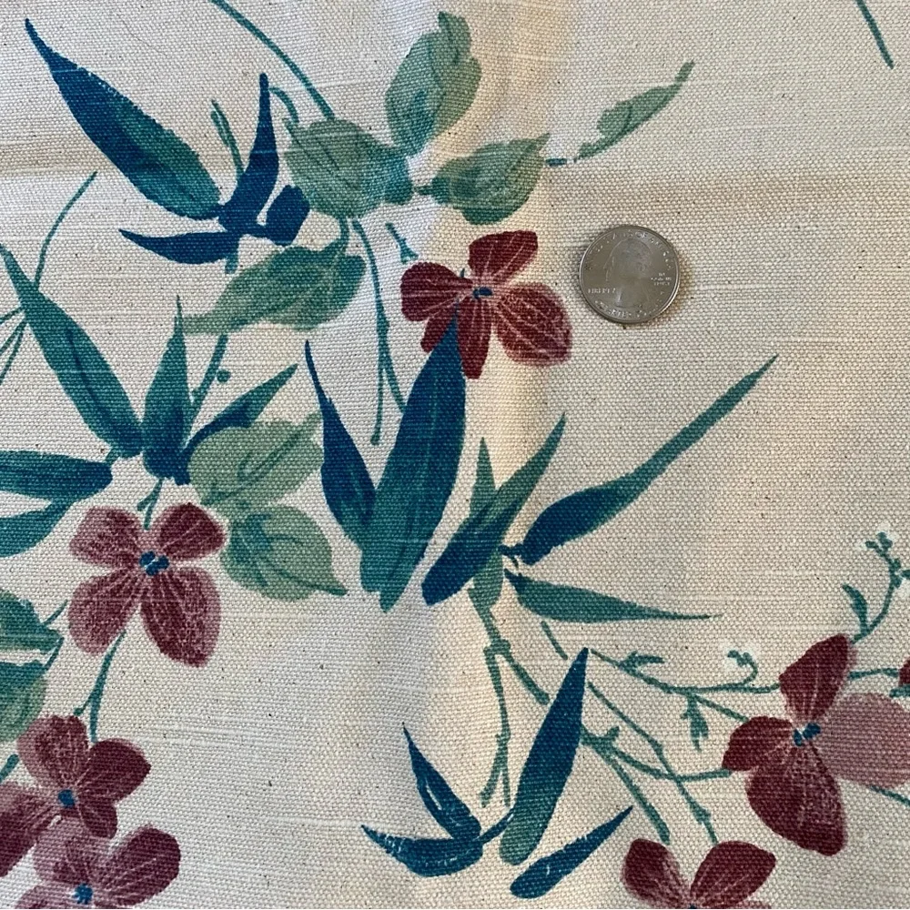 Vintage Floral Drapery Curtain Panel Screen Print 75”x80”